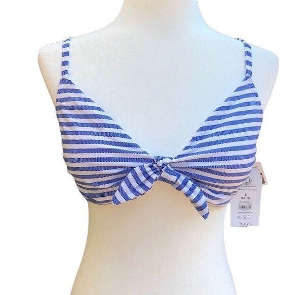 Time & Tru Swimsuit Women's Blue & White Stripe Bikini Top Multiple Sizes - Picture 6 of 6